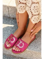 Dámske ploché papuče s flitrami S.Barski Fuchsia