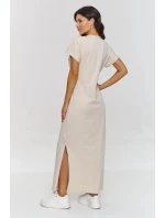 Denní šaty model 21092461 béžové - Makadamia Denní šaty model 21092461 béžové - Makadamia