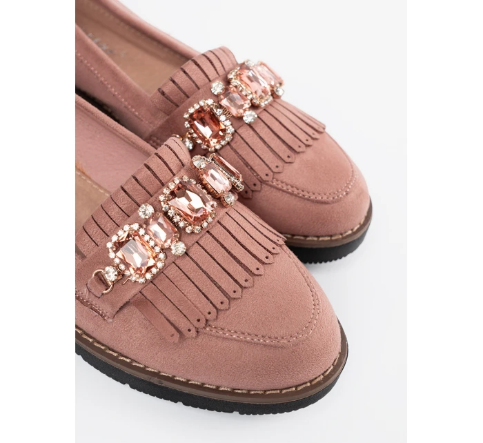 Vynikajúce dámske ružové mokasíny bez podpätku Vynikajúce dámske ružové mokasíny bez podpätku