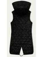 Černá dámská prošívaná vesta s kapucí model 20943167 - S'WEST Černá dámská prošívaná vesta s kapucí model 20943167 - S'WEST
