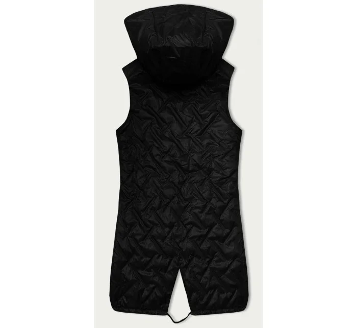 Černá dámská prošívaná vesta s kapucí model 20943167 - S'WEST Černá dámská prošívaná vesta s kapucí model 20943167 - S'WEST