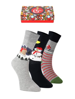 Vianočné unisex ponožky ako darček - sada 3 párov mix farieb