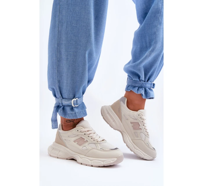 Modne Damskie Buty Sportowe Z Siateczką Beżowe Venice