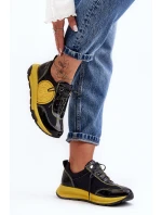 Damskie Buty Sportowe Skórzane Maciejka 06295-01 Czarno-Żółte