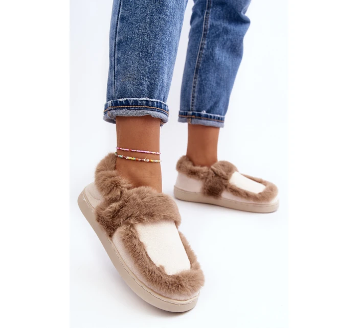 Damskie Kapcie Z Futerkiem Beżowe Sailey