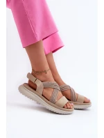Lehké Dámské Pohodlné Sandály Na Suchý Zip Beige model 21661191 - EVENTO Lehké Dámské Pohodlné Sandály Na Suchý Zip Beige model 21661191 - EVENTO
