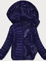 Dámska prešívaná bunda s kapucňou v tmavomodrej farbe (B0124-3)