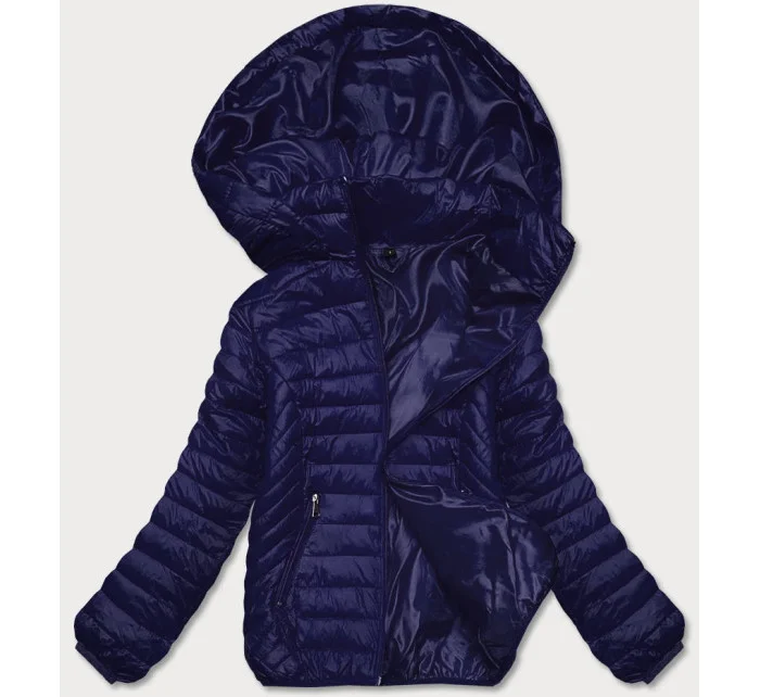 Tmavě modrá prošívaná dámská bunda s kapucí model 18038058 - S'WEST