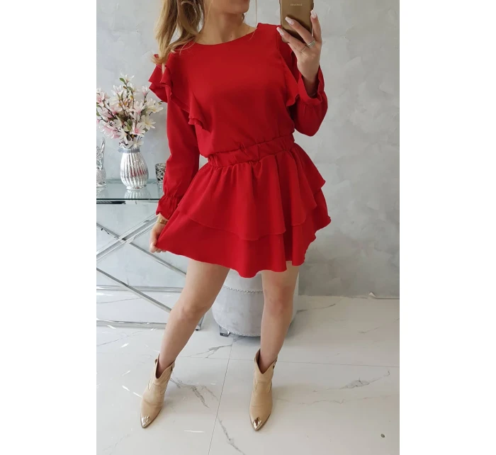 Šaty se model 18743853 volány červené - K-Fashion Šaty se model 18743853 volány červené - K-Fashion