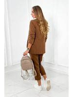 Elegantné sako s nohavicami zaviazanými vpredu cappucino