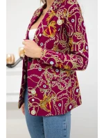 Bavlnená bunda s potlačou a gombíkom tmavo fialová Bavlnená bunda s potlačou a gombíkom tmavo fialová