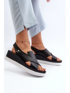 Kožené sandály na černé model 21659210 - Zazoo