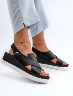 Kožené sandály na černé model 21659210 - Zazoo