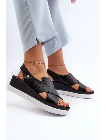 Kožené sandály na černé model 21659210 - Zazoo