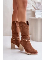 Kozaki Damskie Do Połowy Łydki Na Słupku Ocieplane Camel Ivanelis Kozaki Damskie Do Połowy Łydki Na Słupku Ocieplane Camel Ivanelis