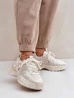 Sneakersy Damskie Z Przetarciami Na Platformie Beżowe Seladwen