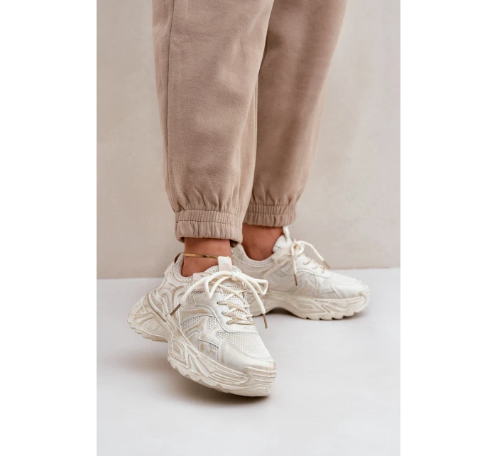 Sneakersy Damskie Z Przetarciami Na Platformie Beżowe Seladwen Sneakersy Damskie Z Przetarciami Na Platformie Beżowe Seladwen