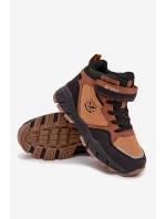 Zimní trekové boty pro děti na suchý zip zateplené camel Miravie