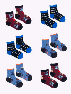 Chlapčenské bavlnené ponožky Yoclub Patterns Colours 6-pack SKA-0117C-AA00-001 Multicolour