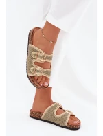 Dámske háčkované papuče so zlatými prackami - zelené Fenira Dámske háčkované papuče so zlatými prackami - zelené Fenira