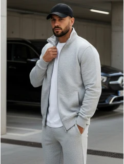 Pánska mikina na zips bez kapucne sivá BX4109