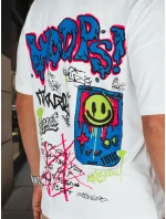 Pánske biele tričko s potlačou FashionStreet RX5644