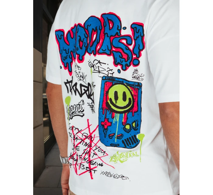 Pánske biele tričko s potlačou FashionStreet RX5644