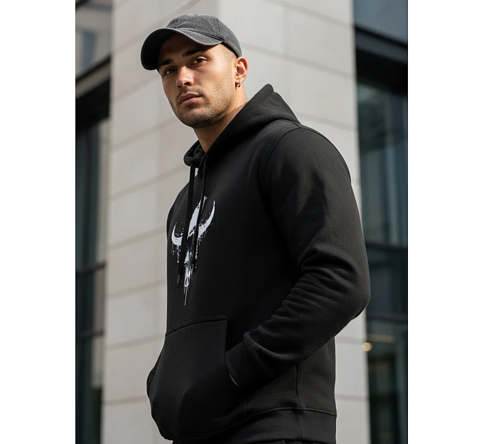 Pánska mikina s potlačou lebky býka čierna FashionStreet NX0060B Pánska mikina s potlačou lebky býka čierna FashionStreet NX0060B
