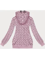 Ružová mikina s kapucňou a lastovičkami (2309)