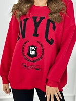 Bavlnená súprava, zateplená mikina + legíny červený