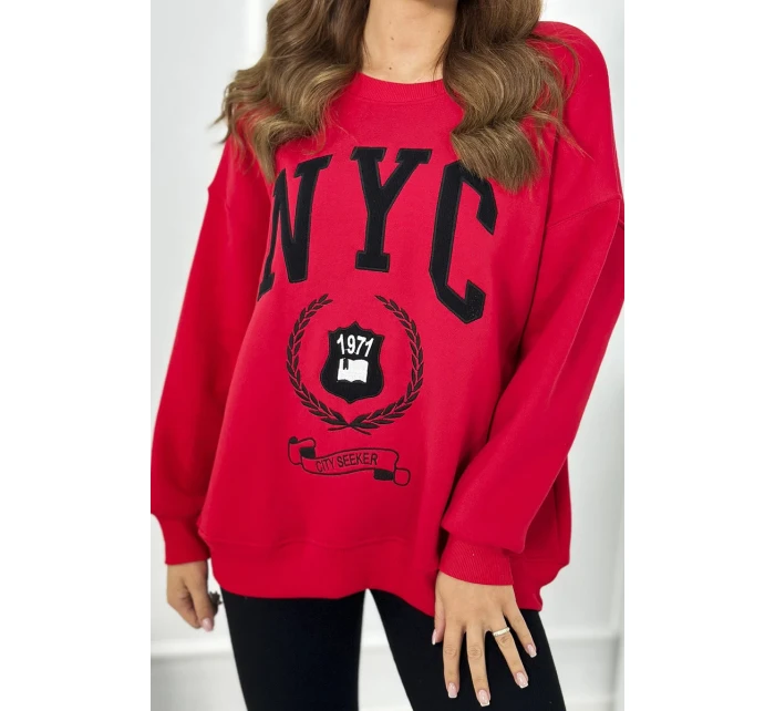 Bavlnená súprava, zateplená mikina + legíny červený