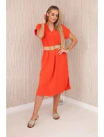 Šaty s ozdobným páskem tmavě oranžová Šaty s ozdobným páskem tmavě oranžová
