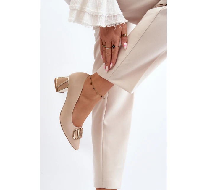 Eleganckie Czółenka Z Ozdobą Laura Messi 2740 Beżowe