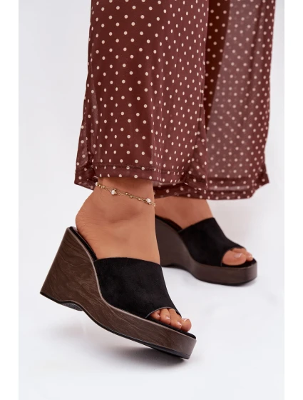 Dámské pantofle na platformě Černé Ravelia