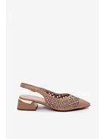 Kožené Semišové Dámské Sandály Otevřené Sítě Na Klín D&A CR61-3004 Béžové