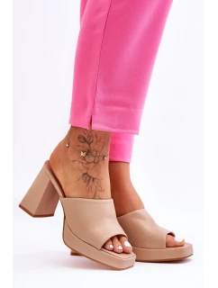 Kožené vysoké podpatky béžové Livesa