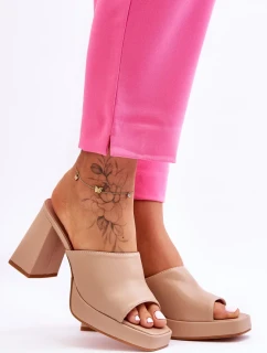 Kožené vysoké podpatky béžové Livesa