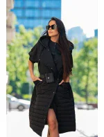 Dámska dlhá čierna prešívaná vesta (JIN219)