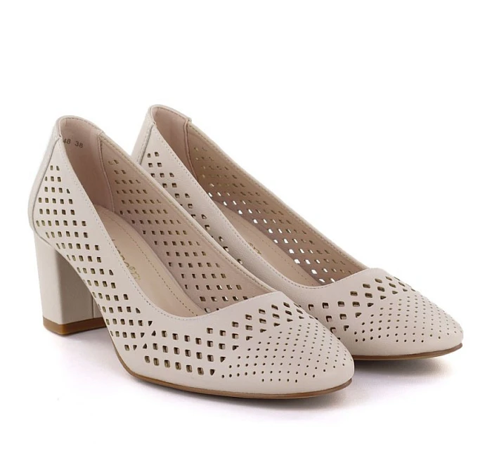 Béžové ažurové lodičky Sergio model 22078978 - LEONE Béžové ažurové lodičky Sergio model 22078978 - LEONE