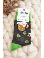 Męskie Skarpetki We Wzory Piwo Szaro-Zielone