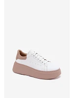 Kožené dámské tenisky na platformě Zazoo N408S2 bílé