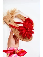 Dámské žabky s látkovým ornamentem Červené Eviana