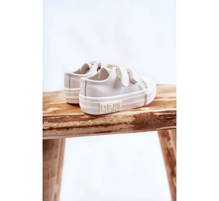 Dětské kožené tenisky na suchý zip BIG STAR KK374091 Bílá