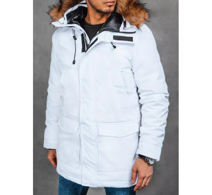 Pánska zimná bunda s kapucňou, biela Dstreet TX4322
