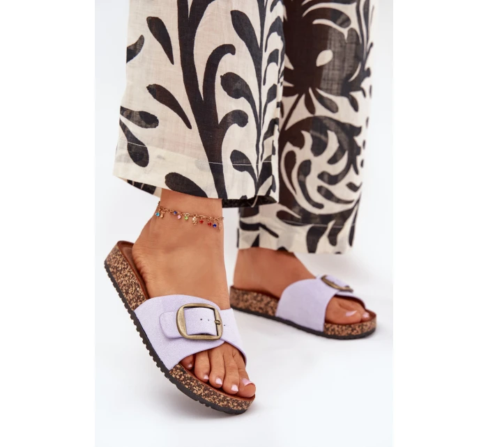 Dámske papuče s prackou na korkovej platforme - lila Zavira Dámske papuče s prackou na korkovej platforme - lila Zavira