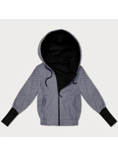 Tmavě modrá krátká pruhovaná bunda se stahovacím lemem na spodním  model 21461496 - S'WEST