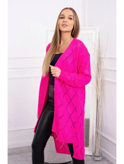 Svetr s geometrickým vzorem růžový neon Svetr s geometrickým vzorem růžový neon