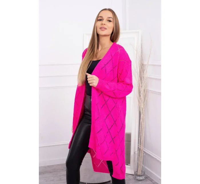 Svetr s geometrickým vzorem růžový neon Svetr s geometrickým vzorem růžový neon