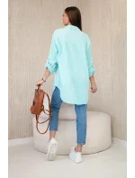 Bavlnená mušelínová košeľa oversize mint