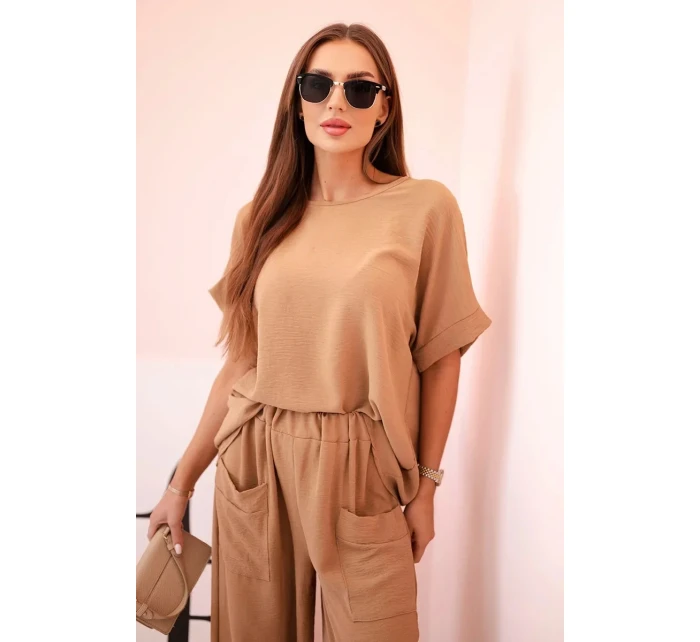 Súprava viskózová blúzka + ťavie nohavice
